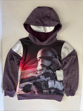Disney Purple Hooded Sweatshirt with Stormtrooper Graphic and Silver Accents